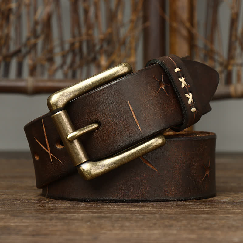 Ceinture en cuir sculpté fantaisie vintage pour homme