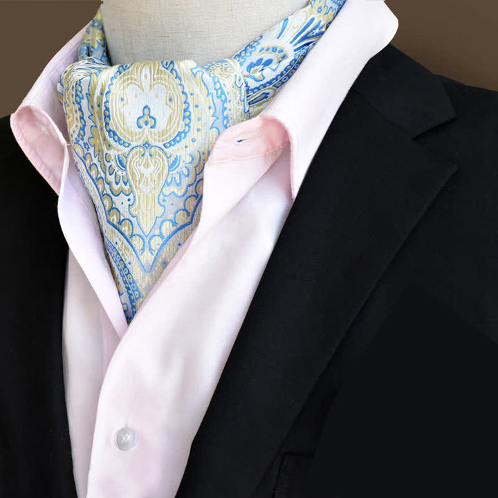 Cravate Ascot Paisley à motif floral bleu ciel clair pour homme