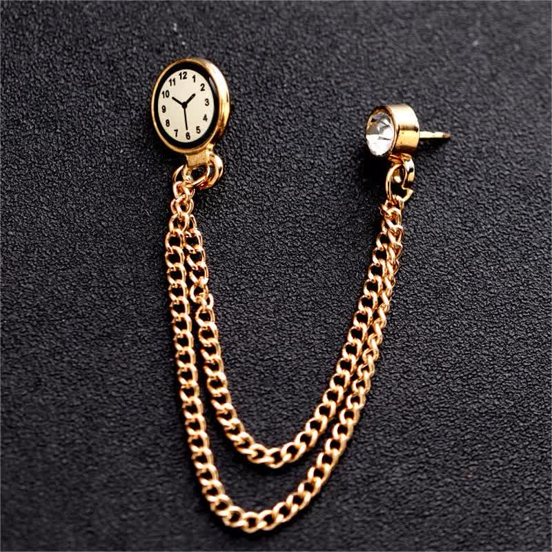 Broche chaîne d'horloge badge vintage pour homme