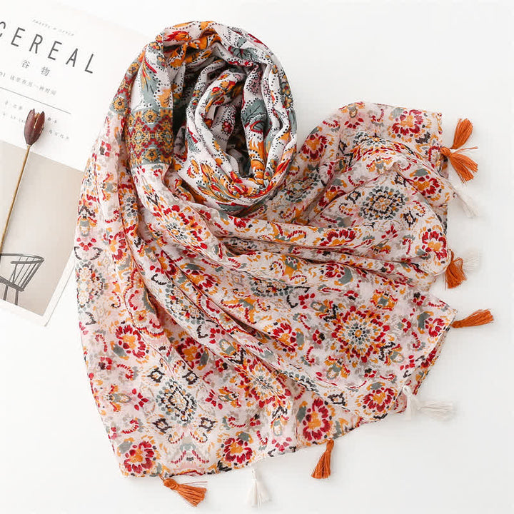 Foulard cape de plage ethnique bohème orange pour femme