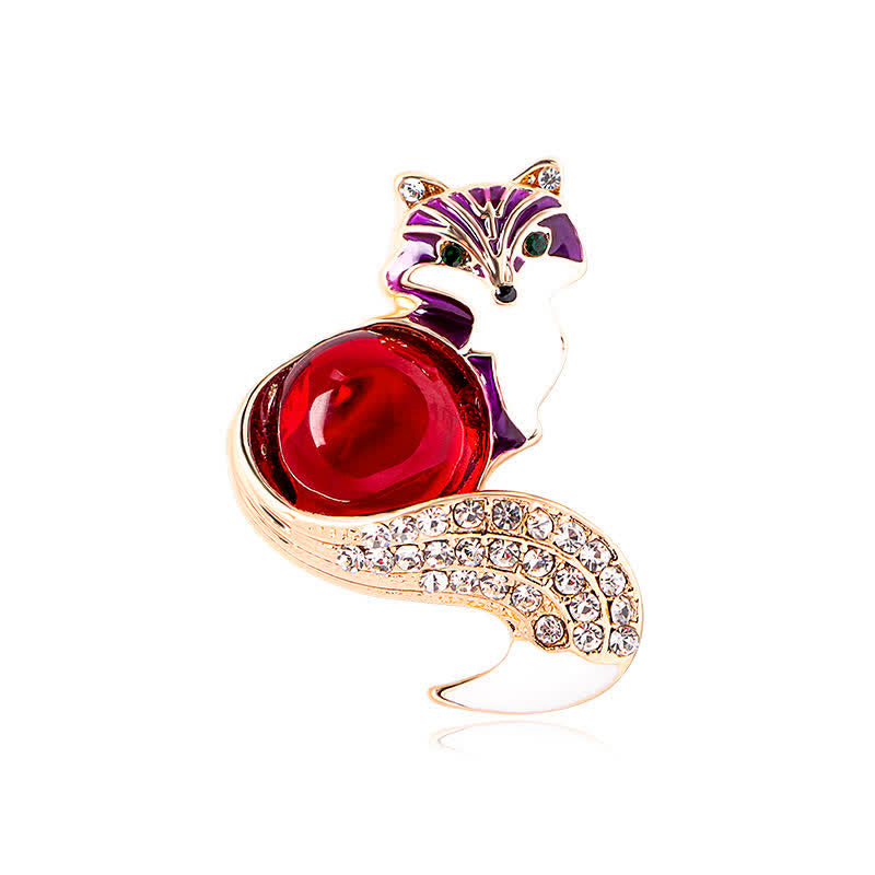 Broche renard en émail pour femme