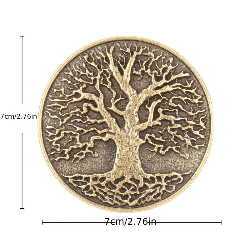 Ceinture en cuir à boucle ronde pour homme avec motif arbre de vie