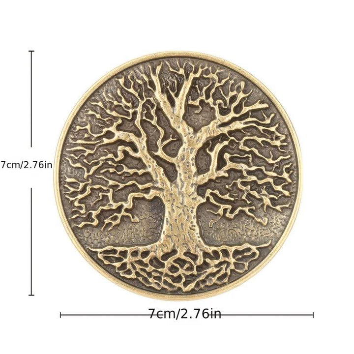 Ceinture en cuir à boucle ronde pour homme avec motif arbre de vie