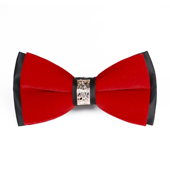 Nœud papillon en velours patchwork strass pour homme - Rouge - image 7
