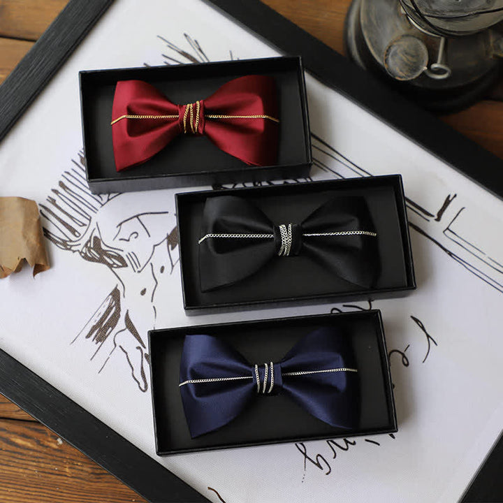 Nœud papillon uni à chaîne Bling pour homme