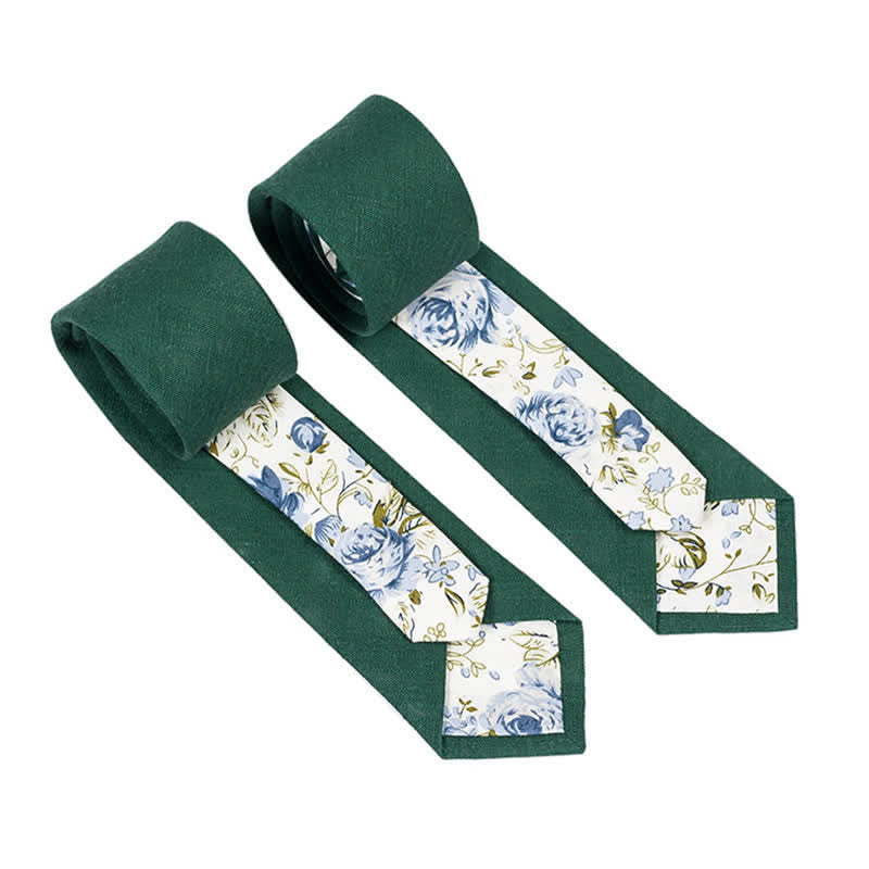 Cravate patchwork florale à carreaux pour homme - Forêt Verte - image 21
