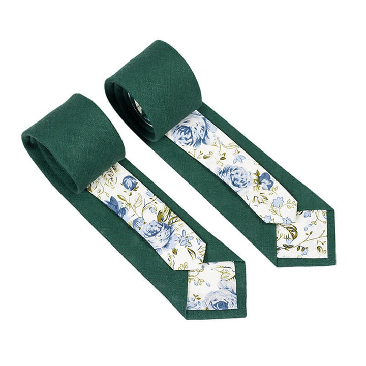 Cravate patchwork florale à carreaux pour homme - Forêt Verte - image 21