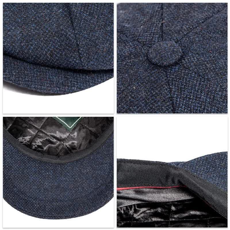 Béret octogonal en tweed à chevrons classique