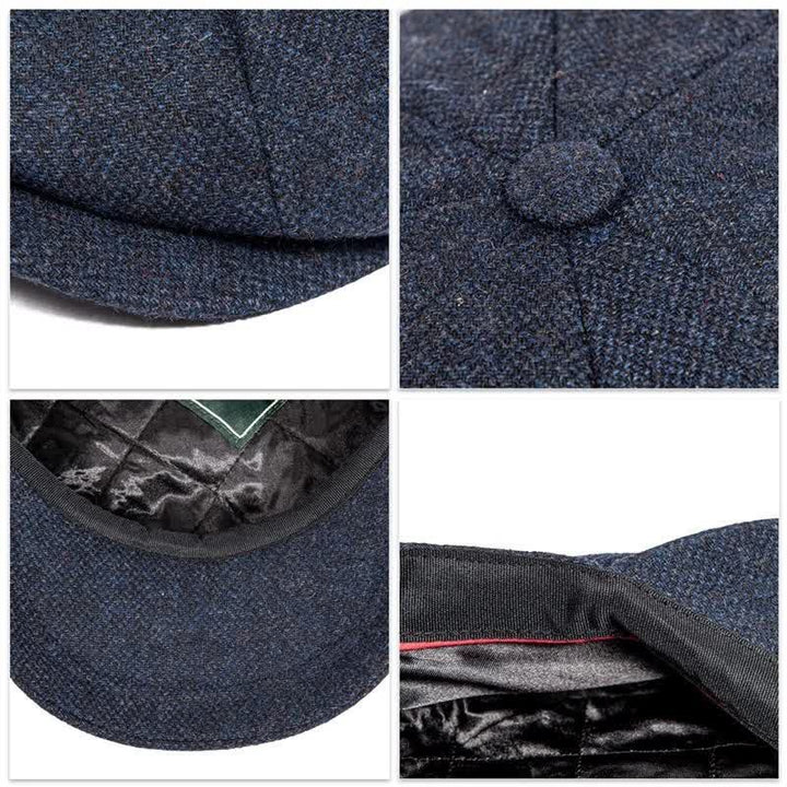 Béret octogonal en tweed à chevrons classique