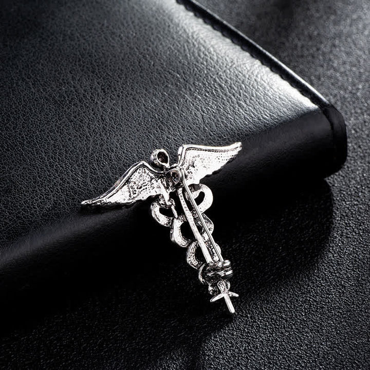 Broche Caducée Double Serpents pour Homme