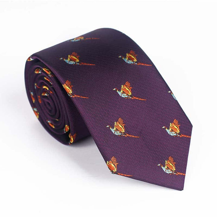 Cravate brodée pour homme avec oiseau volant