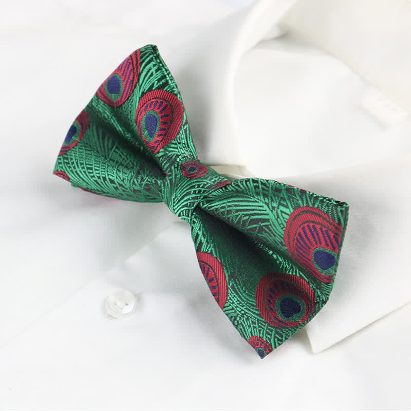 Nœud papillon à motif de plumes de paon pour homme