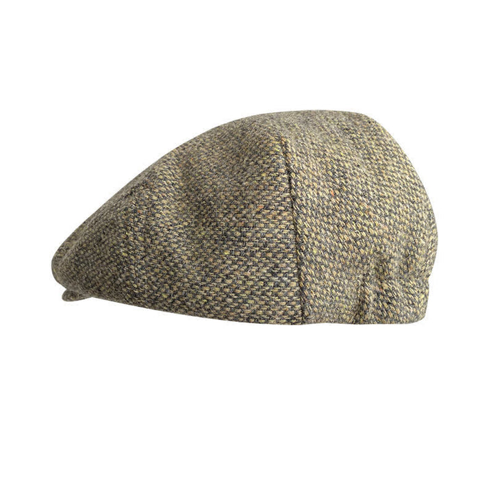 Casquette plaque en tweed à chevrons et à carreaux