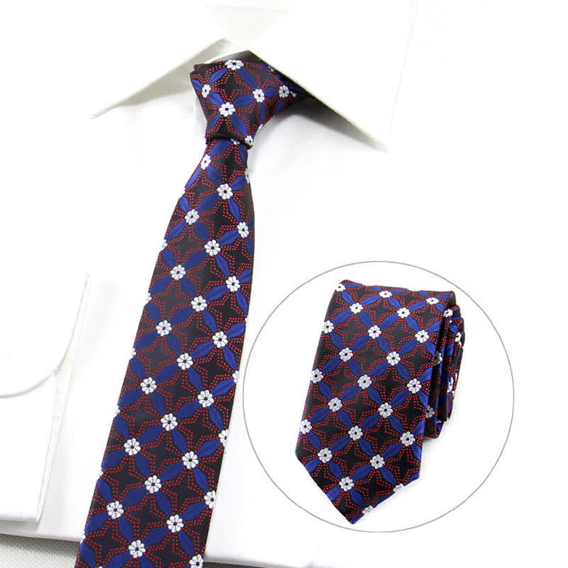 Cravate géométrique brodée de fleurs pour homme