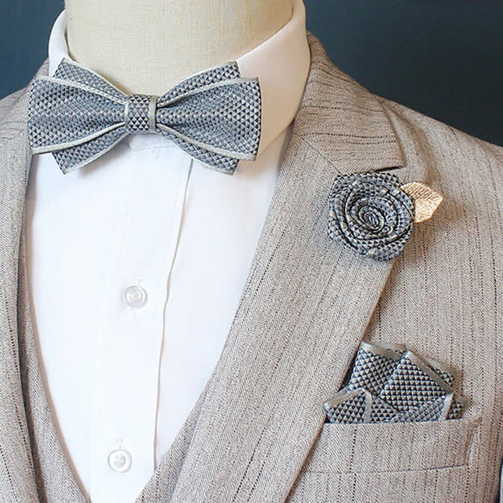 Ensemble de 3 nœuds papillons à micro-carreaux pour homme