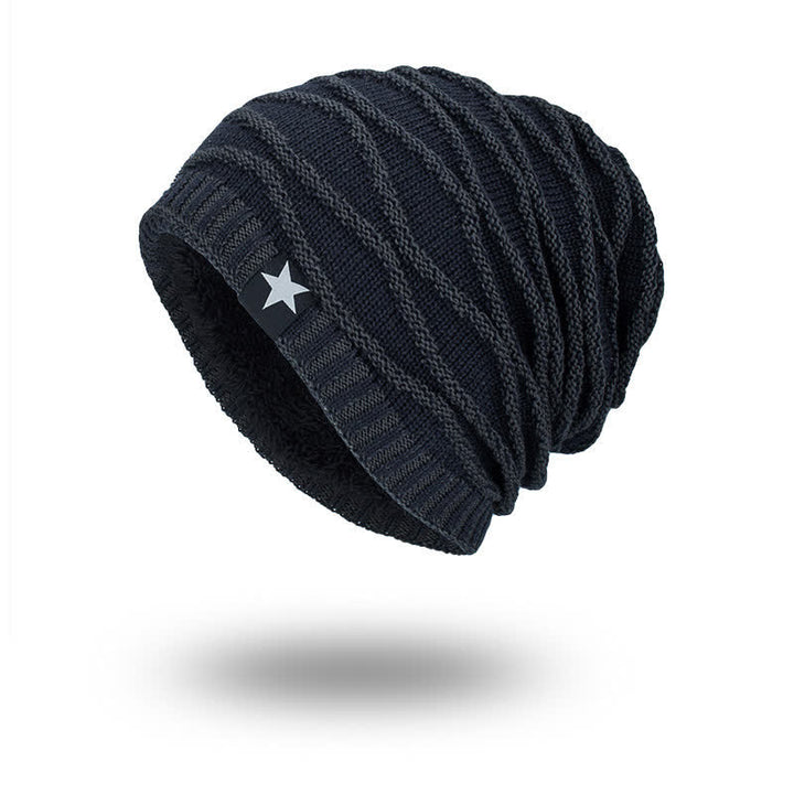 Bonnet tricoté cinq étoiles doublé polaire