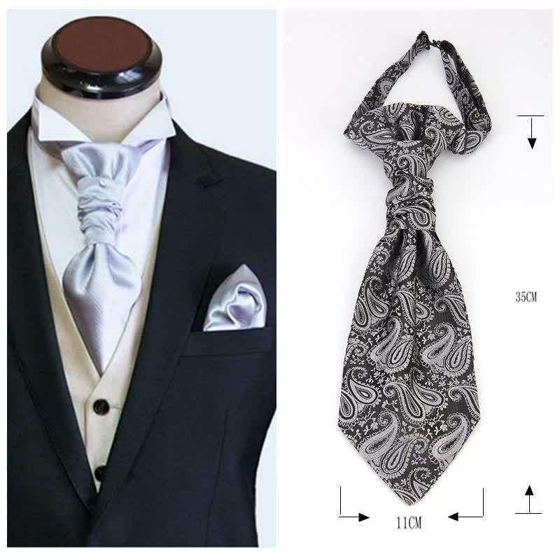Gilet de costume à motif cachemire pour homme avec cravate pré-nouée