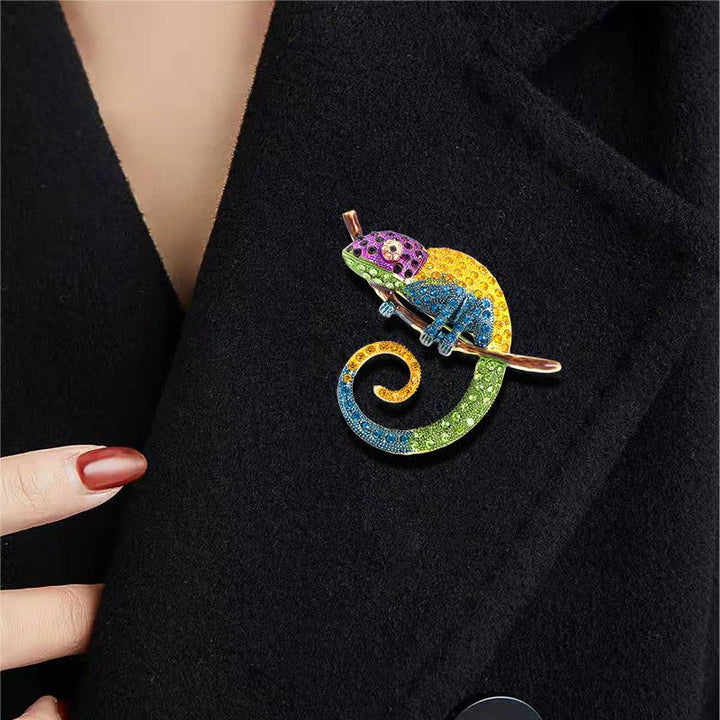 Broche Lézard Caméléon Coloré pour Femme