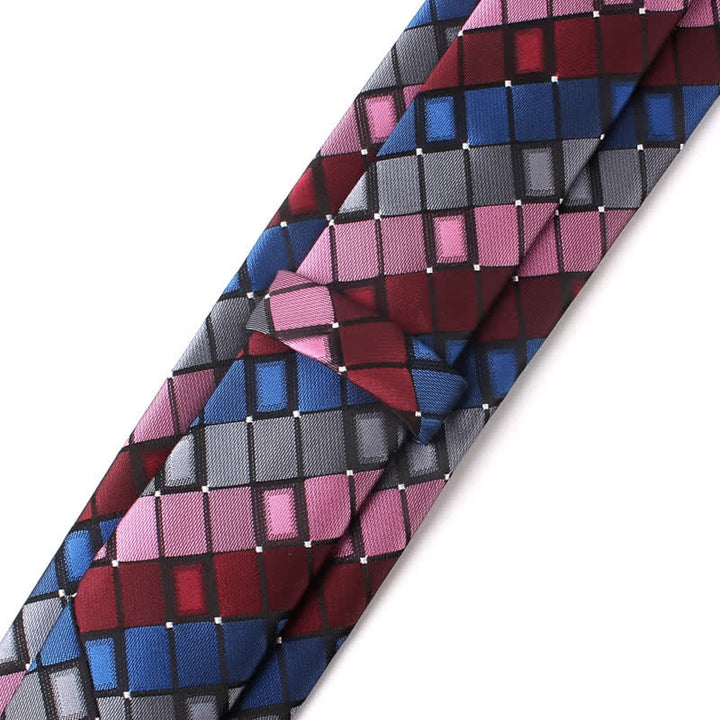 Cravate carrée à carreaux et patchs colorés pour homme