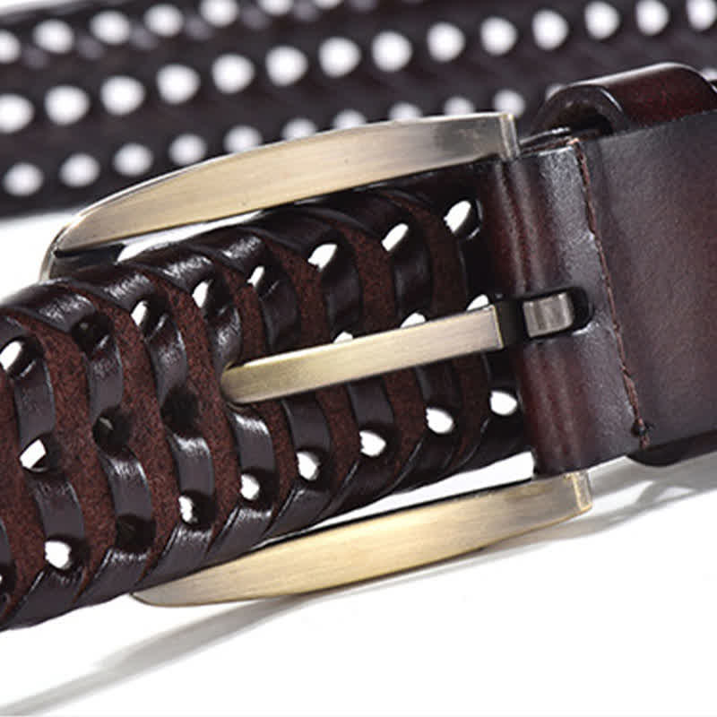 Ceinture en cuir tressée décontractée pour homme