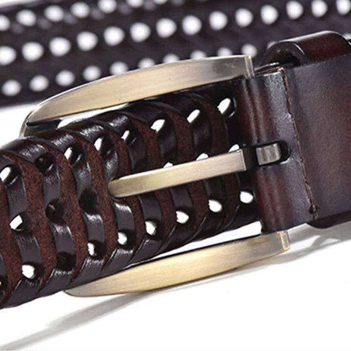 Ceinture en cuir tressée décontractée pour homme