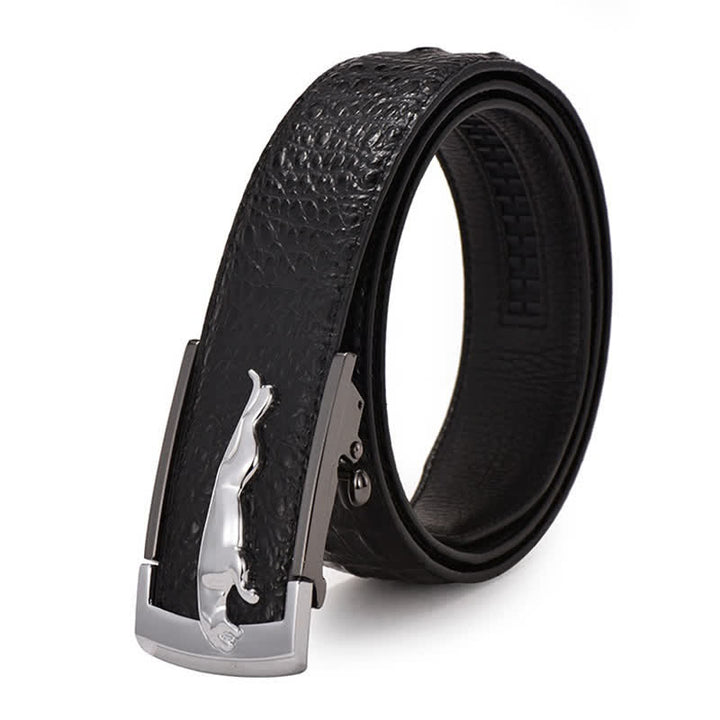 Ceinture en cuir à motif alligator avec boucle automatique léopard pour homme