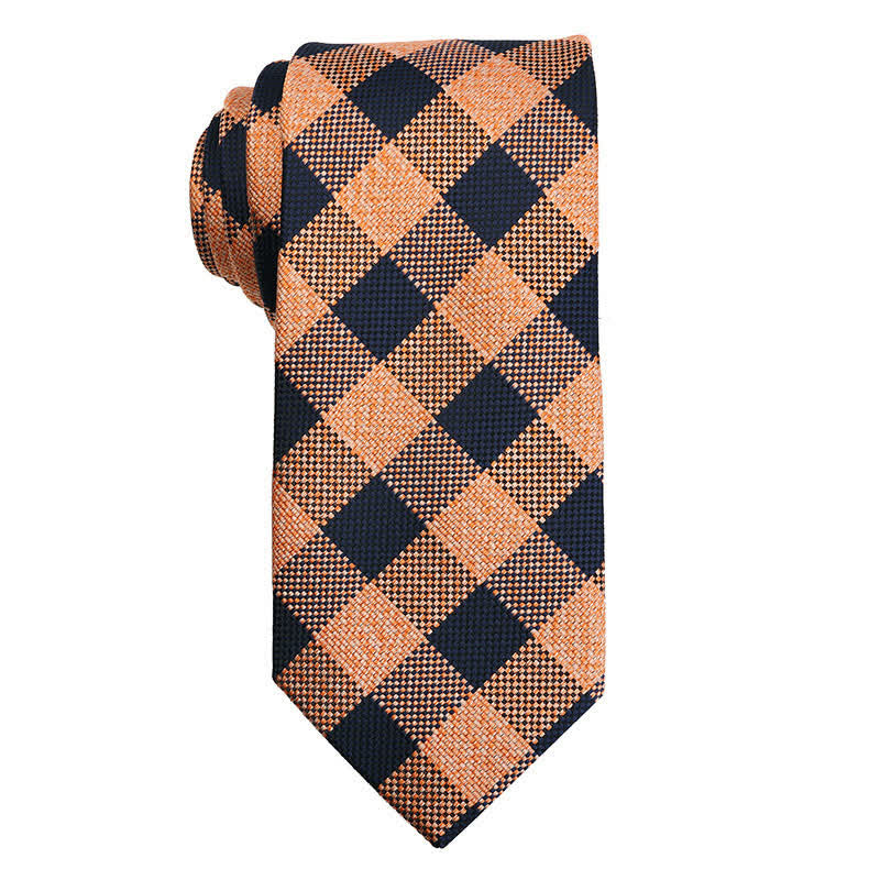 Cravate à motif cachemire pour homme, série orange et or - Plaid orange - image 8