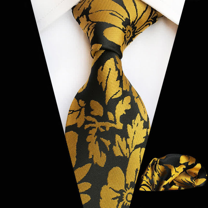 Lot de 2 cravates à motif floral pour homme avec feuilles de jardin