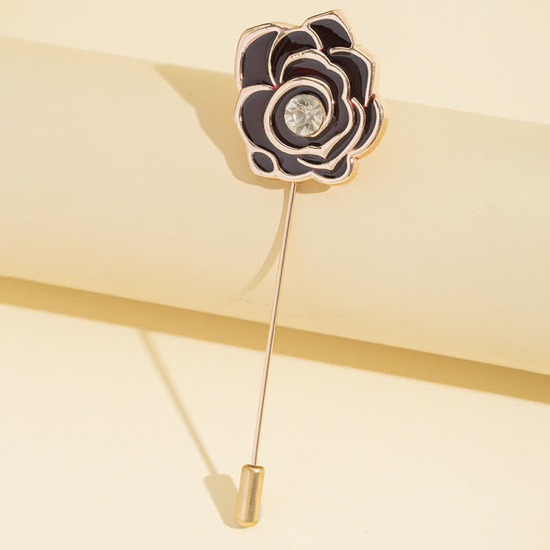 Broche fleur de rose noire pour femme