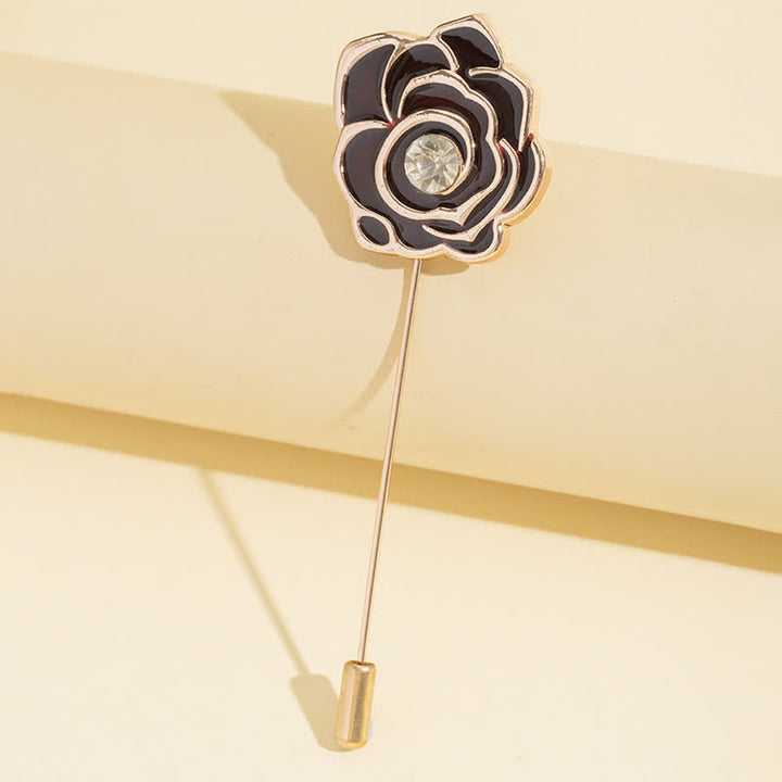 Broche fleur de rose noire pour femme