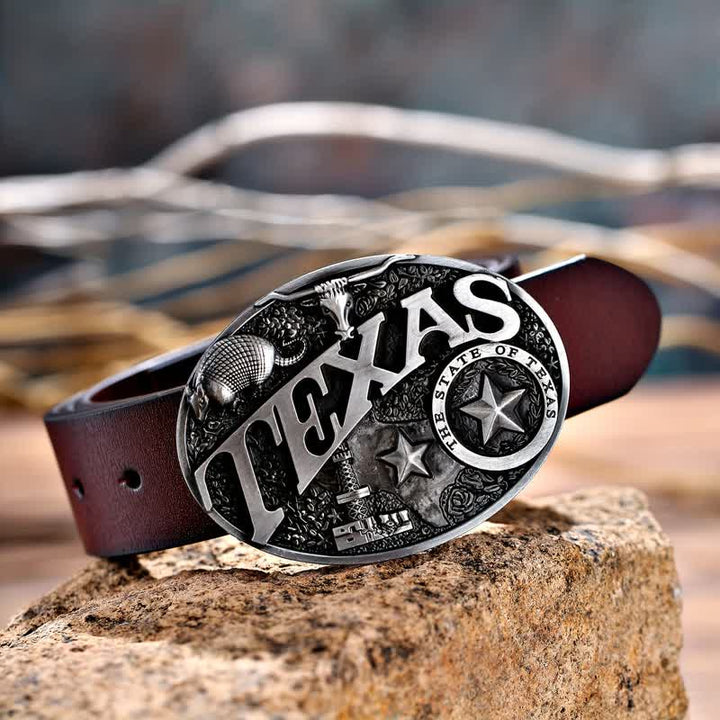 Ceinture en cuir à boucle Texas State Heritage Attitude pour homme