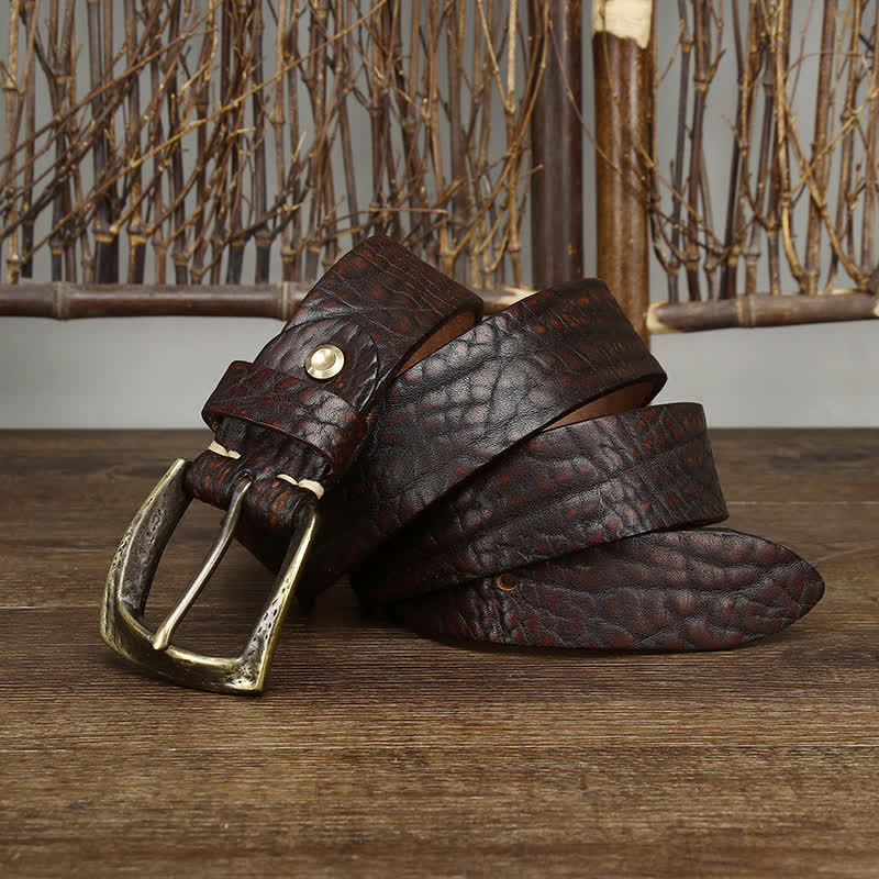 Ceinture en cuir à motif peau de yak rétro pour homme