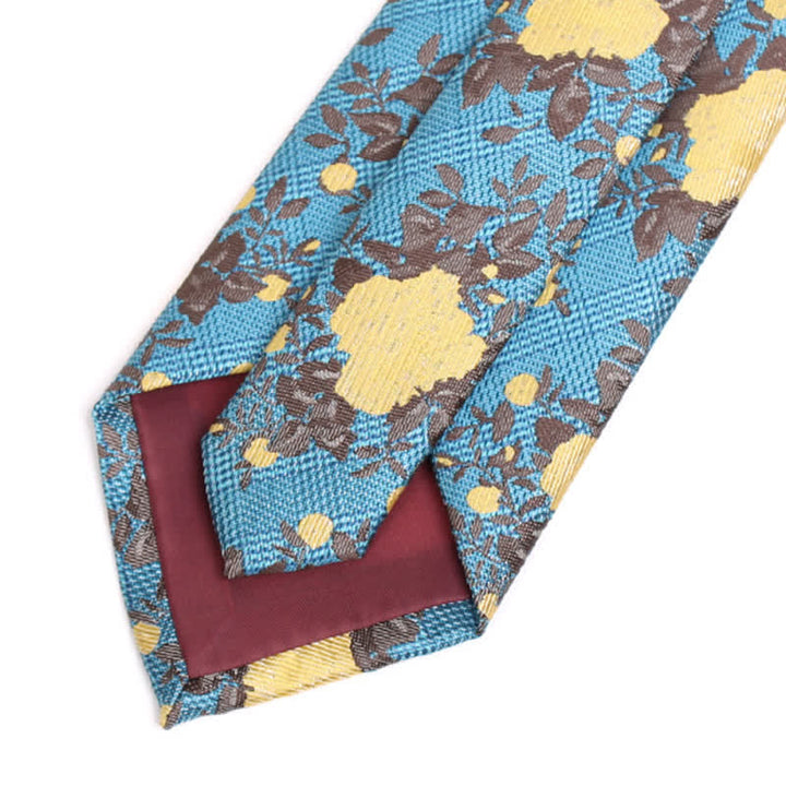 Cravate homme Nature Fleur Jaune Cyan Foncé - image 3