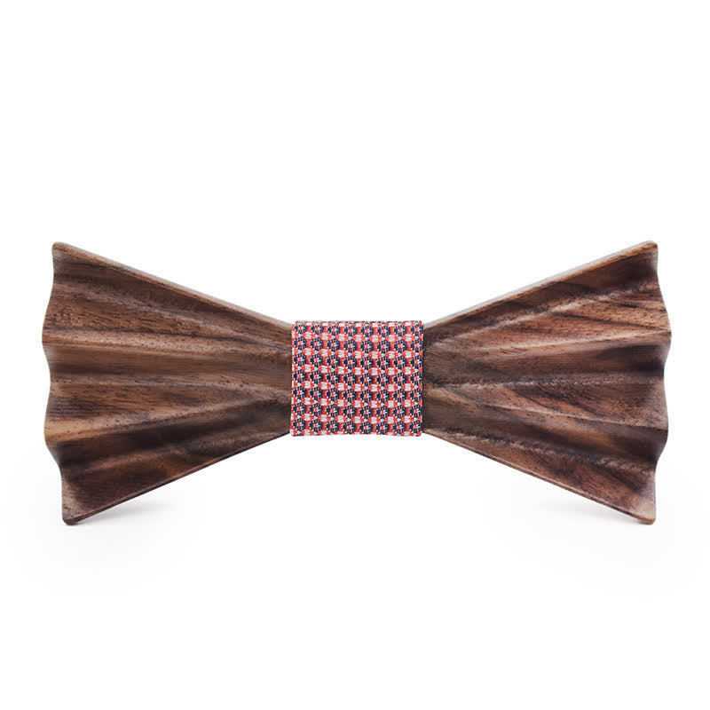 Nœud papillon en bois plié 3D stéréo foncé pour homme - Rose - image 2