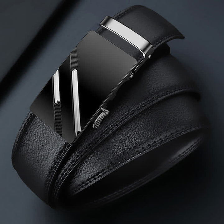 Ceinture en cuir à boucle automatique de luxe en relief pour homme