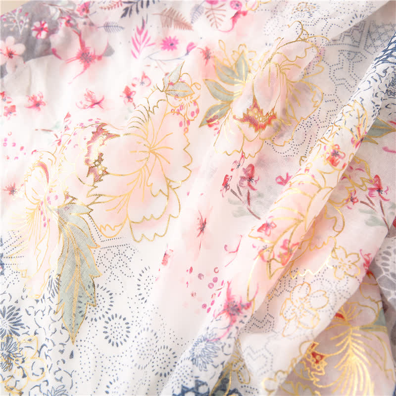 Écharpe en voile fin et dentelle florale pour femme