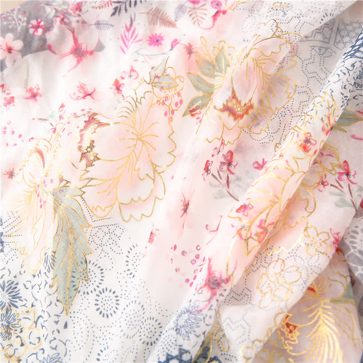 Écharpe en voile fin et dentelle florale pour femme