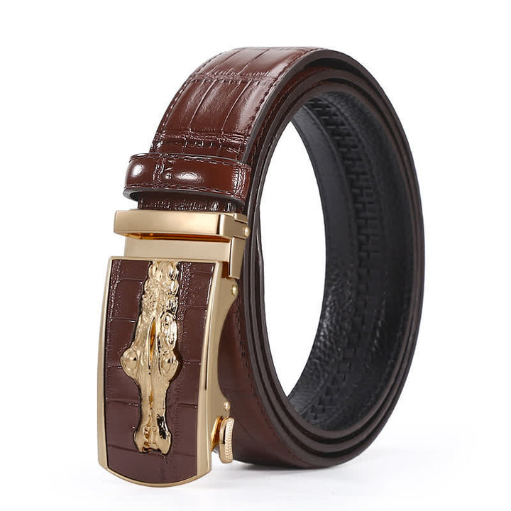 Ceinture en cuir à boucle automatique pour homme, motif crocodile