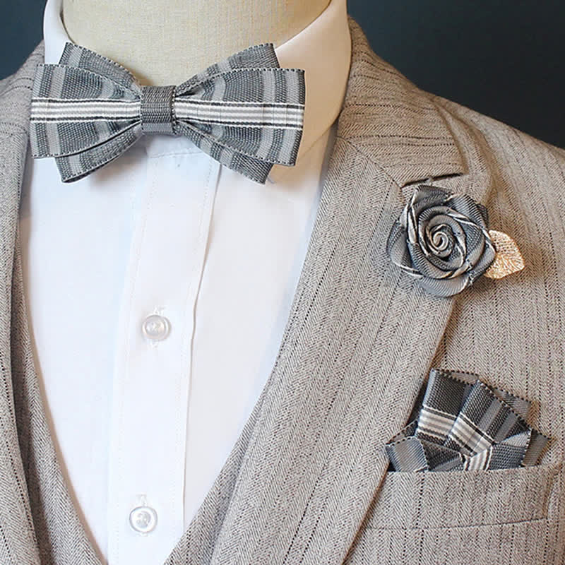 Ensemble de 3 nœuds papillon à carreaux rayés Horizon pour hommes