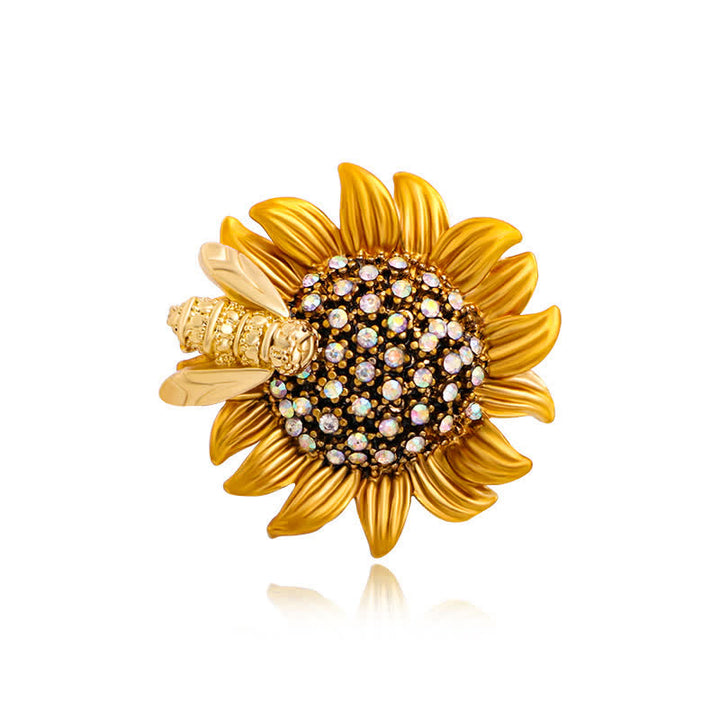 Broche pour femme en forme d'abeille et de tournesol