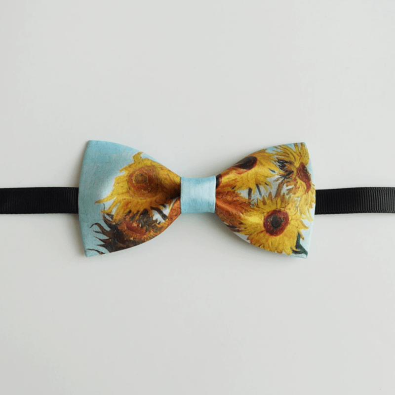 Nœud papillon pour homme représentant un vase de tournesols