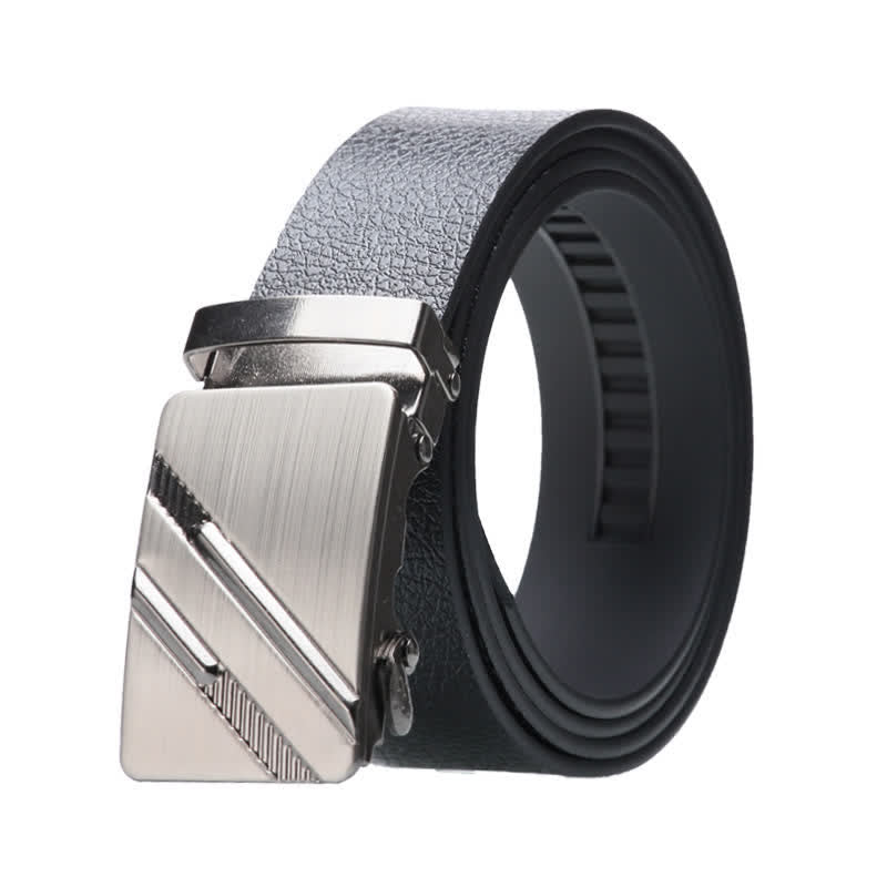 Ceinture en cuir noir à boucle automatique pour homme - Style #5 - Argent - 42 - image 11