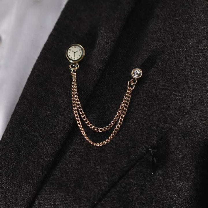 Broche chaîne d'horloge badge vintage pour homme