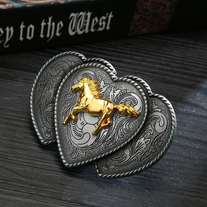 Ceinture en cuir à boucle triple en forme de cœur pour homme