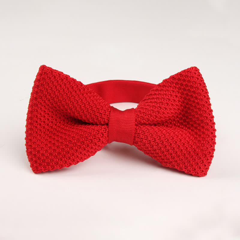 Nœud papillon tricoté double épaisseur de couleur unie pour homme