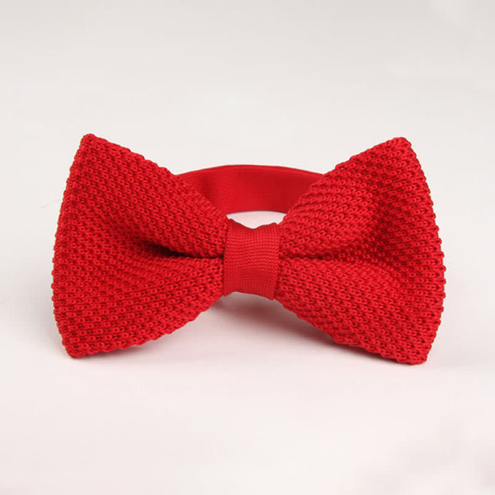 Nœud papillon tricoté double épaisseur de couleur unie pour homme