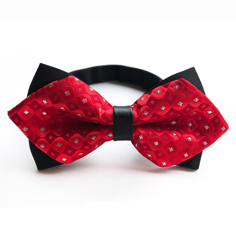 Nœud papillon pointu à carreaux et diamants brillants pour homme