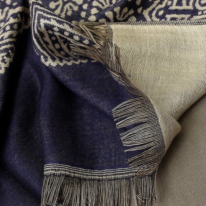 Écharpe ethnique légère en coton et lin pour homme