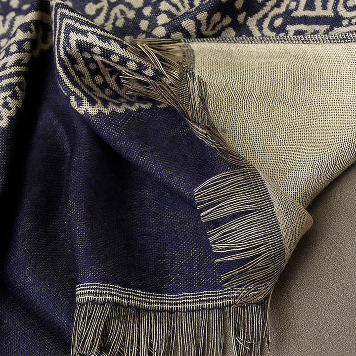Écharpe ethnique légère en coton et lin pour homme