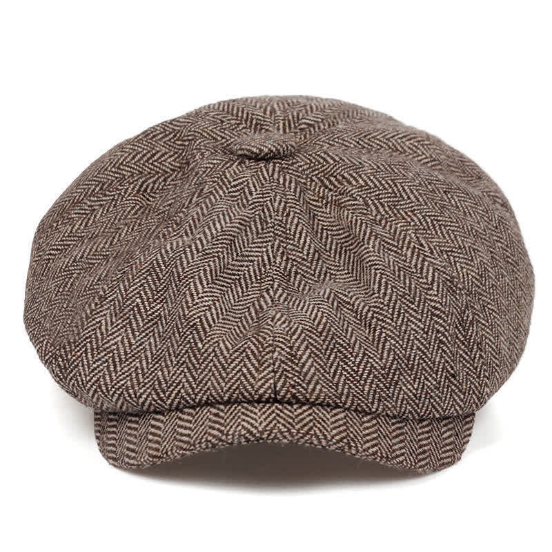 Béret octogonal à chevrons rétro - Café léger - Réglable (environ 22"-24") - image 9